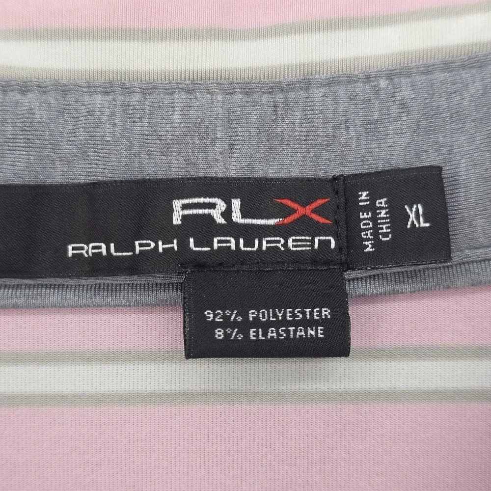 RLX Ralph Lauren Mens XL Golf Polo Shirt Performance Pink Striped Short Sleeve